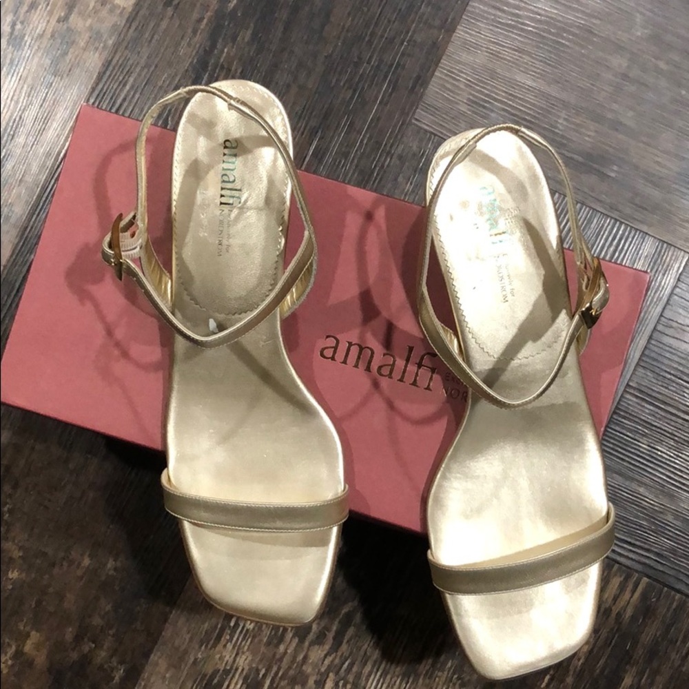 Amalfi pale gold  kitten heel strapped sandals